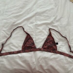 Triangle top Swim in Dusty Rose with Black leopards
